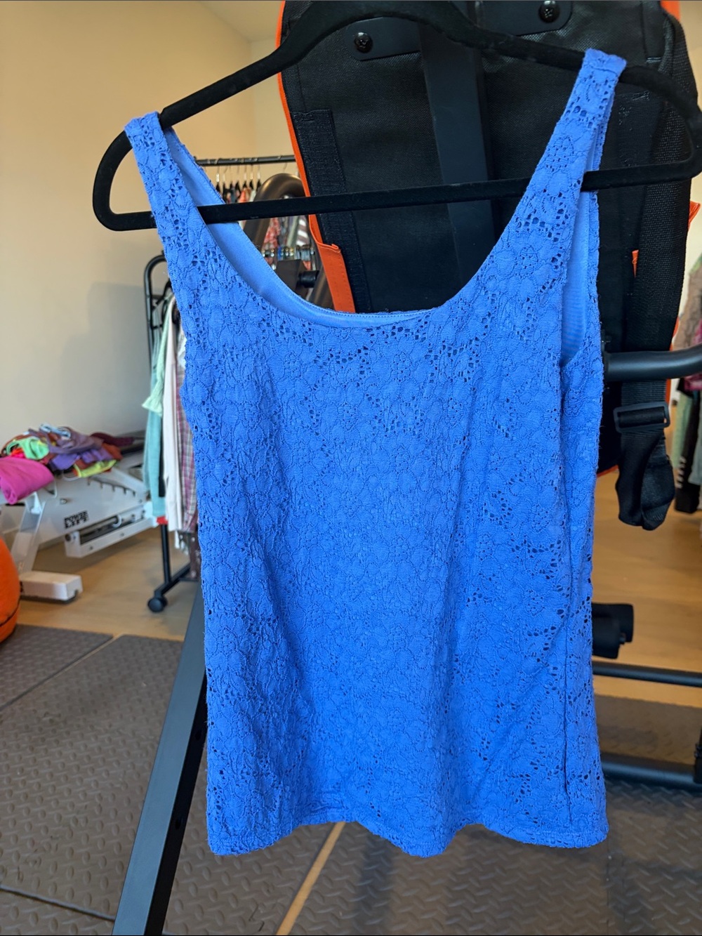 White House Black Market Royal Blue Lace Scoop Tank